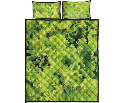 Green Lettuce Salad Print Quilt Bed Set