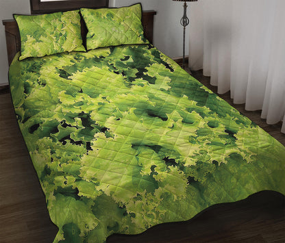 Green Lettuce Salad Print Quilt Bed Set