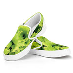 Green Lettuce Salad Print White Slip On Shoes