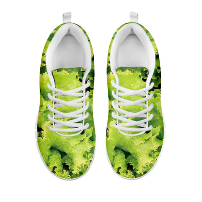 Green Lettuce Salad Print White Sneakers