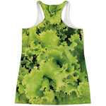 Green Lettuce Salad Print Women's Racerback Tank Top