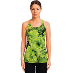Green Lettuce Salad Print Women's Racerback Tank Top