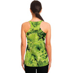 Green Lettuce Salad Print Women's Racerback Tank Top