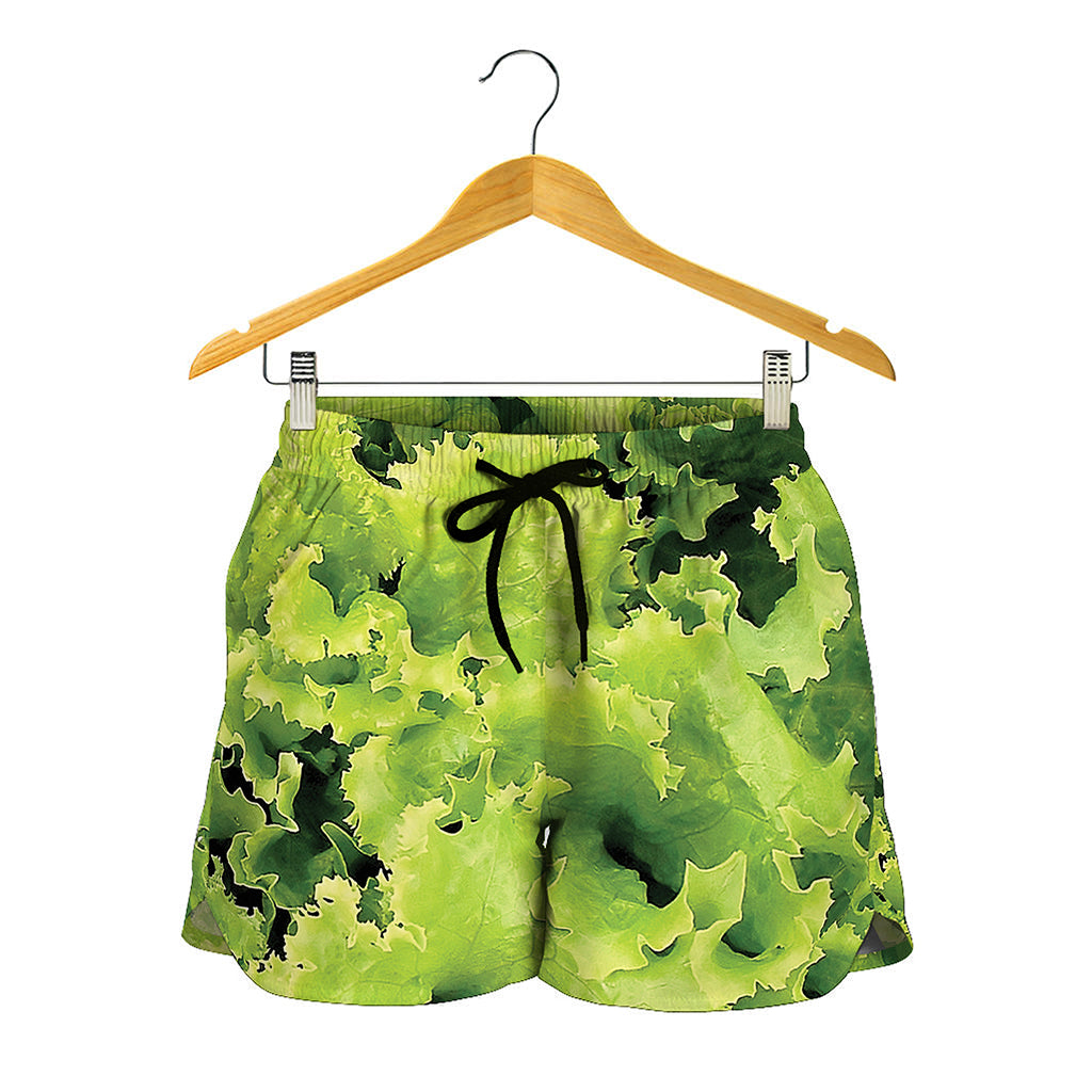Green Lettuce Salad Print Women's Shorts