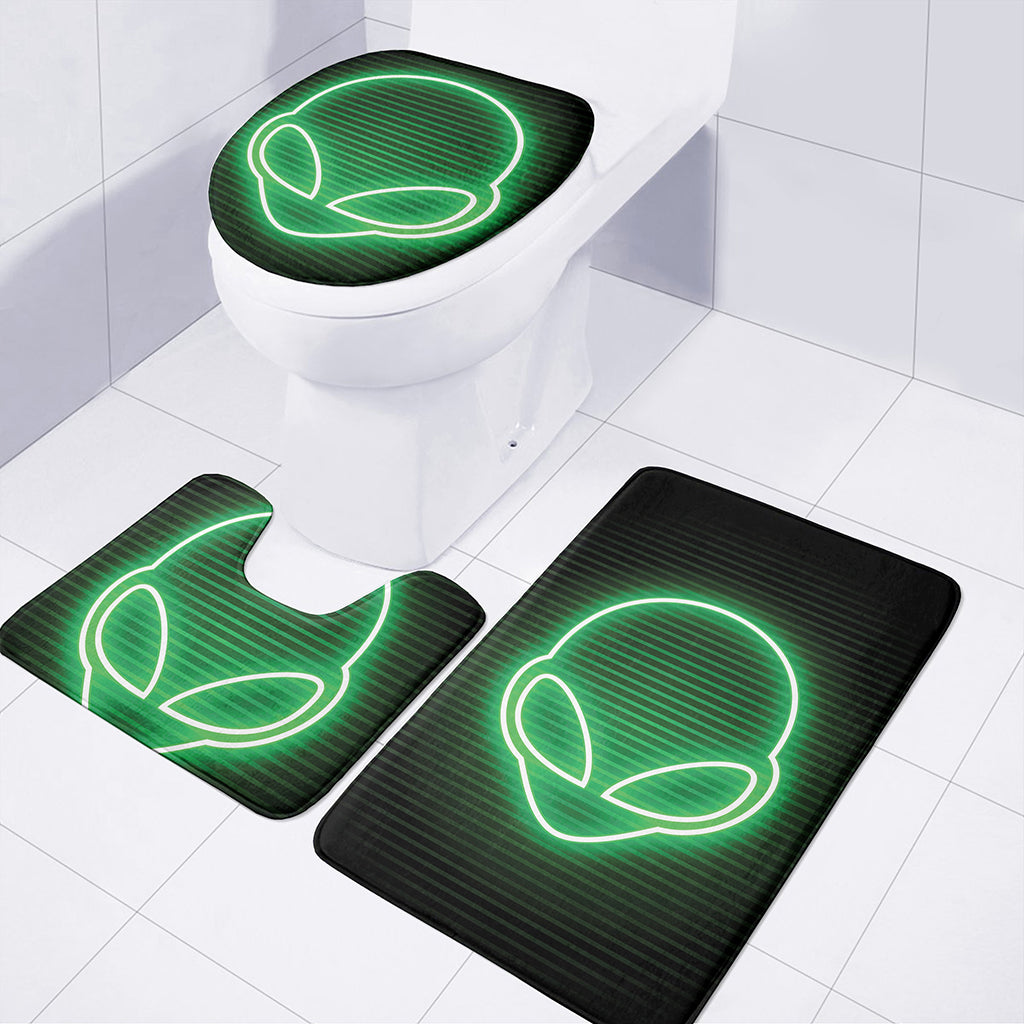 Green Light Alien Print 3 Piece Bath Mat Set