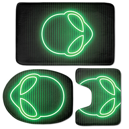 Green Light Alien Print 3 Piece Bath Mat Set