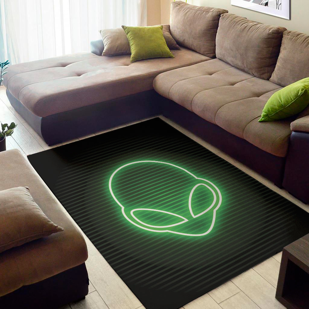 Green Light Alien Print Area Rug