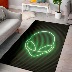 Green Light Alien Print Area Rug