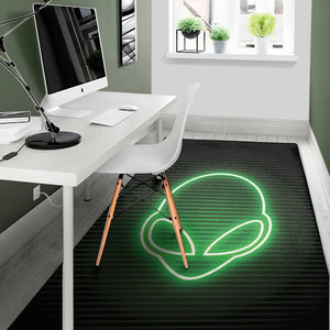 Green Light Alien Print Area Rug