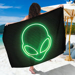 Green Light Alien Print Beach Sarong Wrap