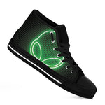 Green Light Alien Print Black High Top Shoes