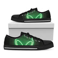 Green Light Alien Print Black Low Top Sneakers