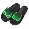 Green Light Alien Print Black Slide Sandals
