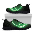Green Light Alien Print Black Running Shoes