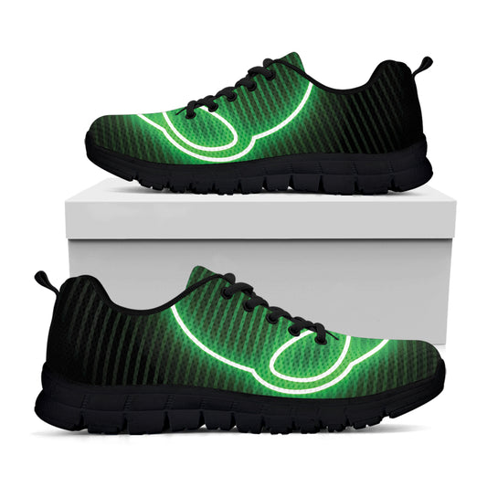 Green Light Alien Print Black Sneakers