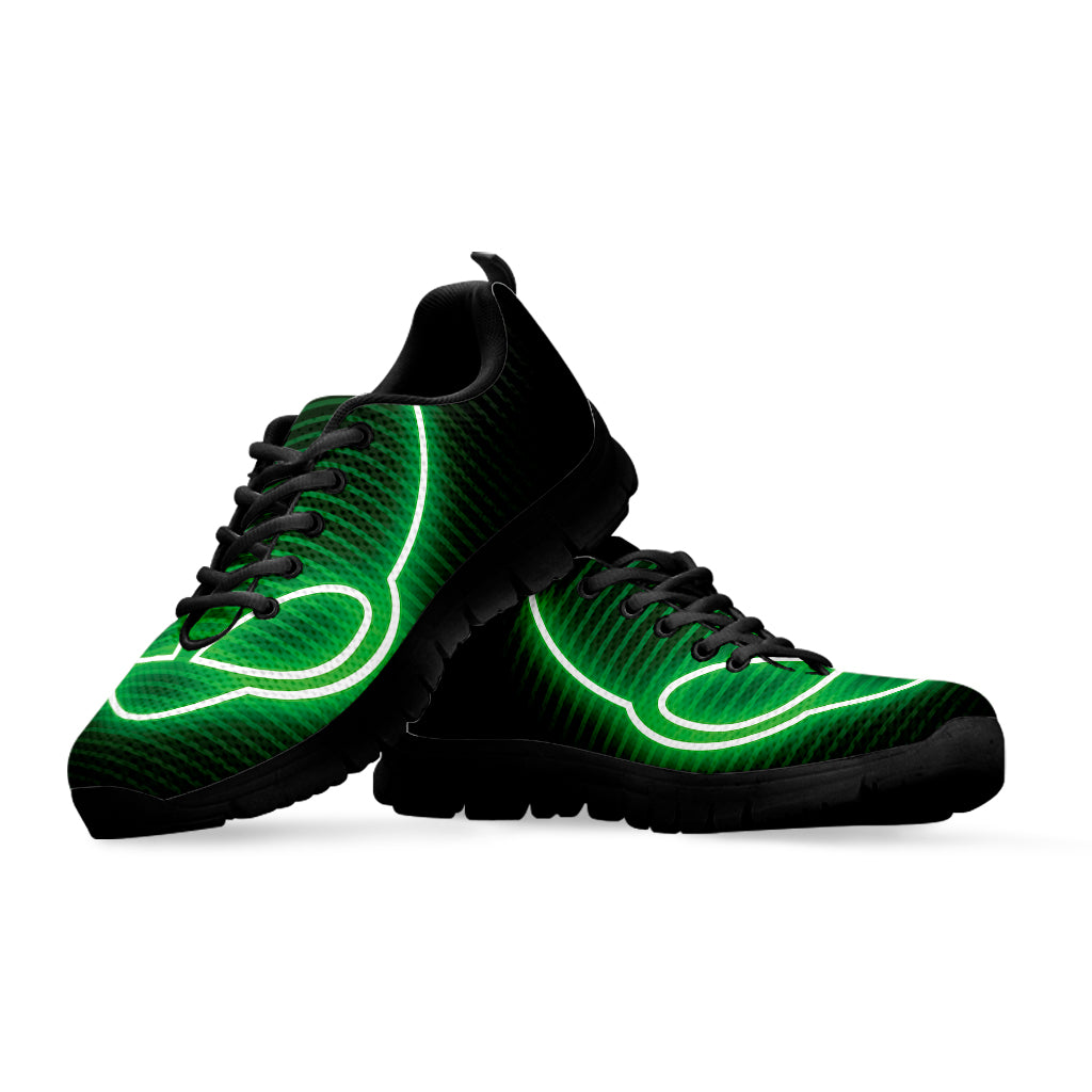Green Light Alien Print Black Sneakers