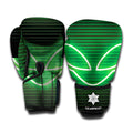 Green Light Alien Print Boxing Gloves