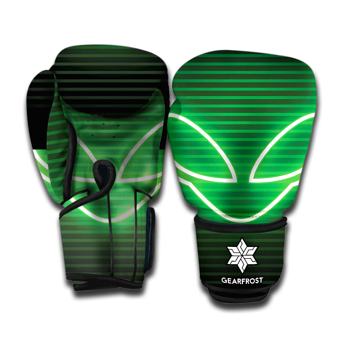 Green Light Alien Print Boxing Gloves
