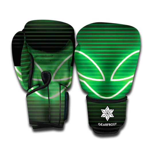 Green Light Alien Print Boxing Gloves