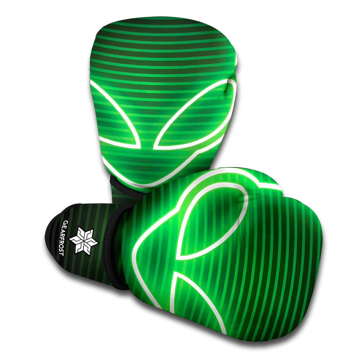 Green Light Alien Print Boxing Gloves