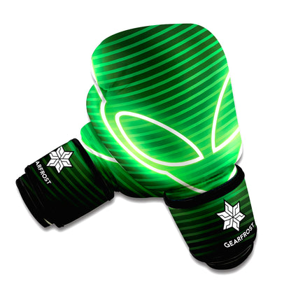 Green Light Alien Print Boxing Gloves