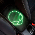 Green Light Alien Print Car Center Console Cover