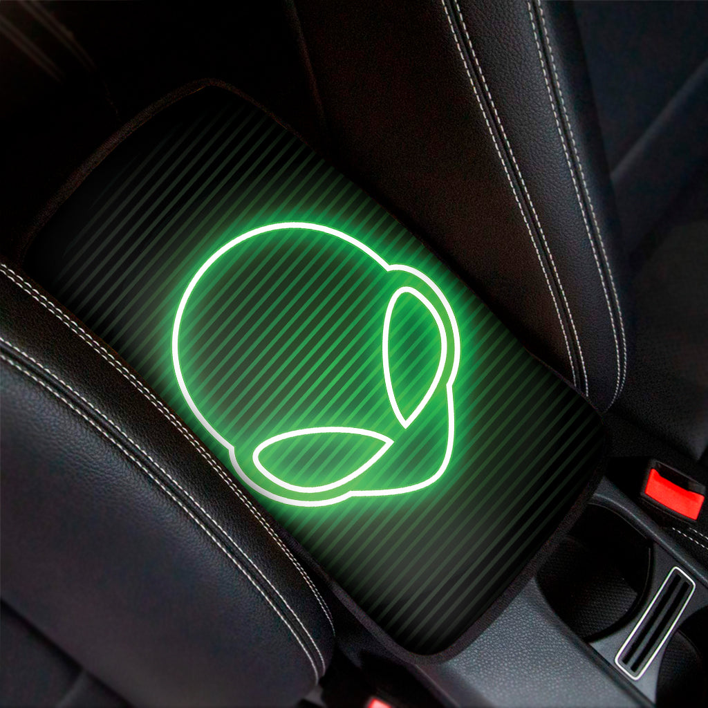 Green Light Alien Print Car Center Console Cover