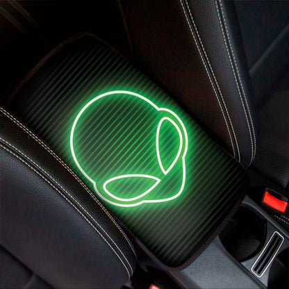 Green Light Alien Print Car Center Console Cover