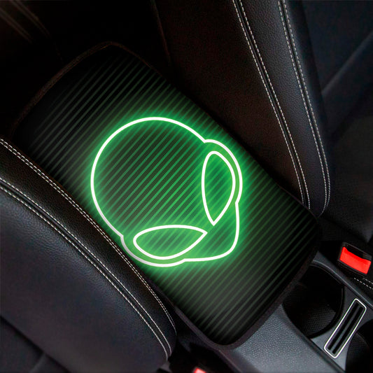 Green Light Alien Print Car Center Console Cover