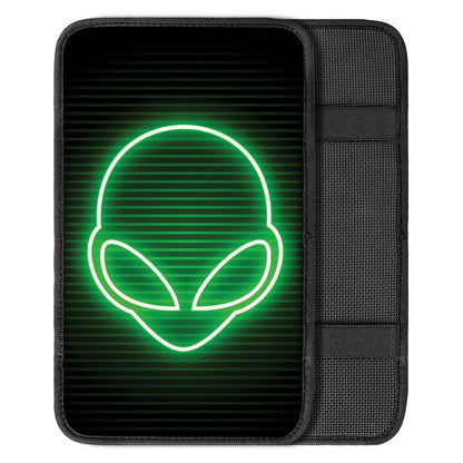Green Light Alien Print Car Center Console Cover