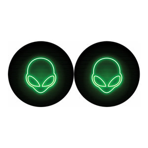 Green Light Alien Print Car Coasters