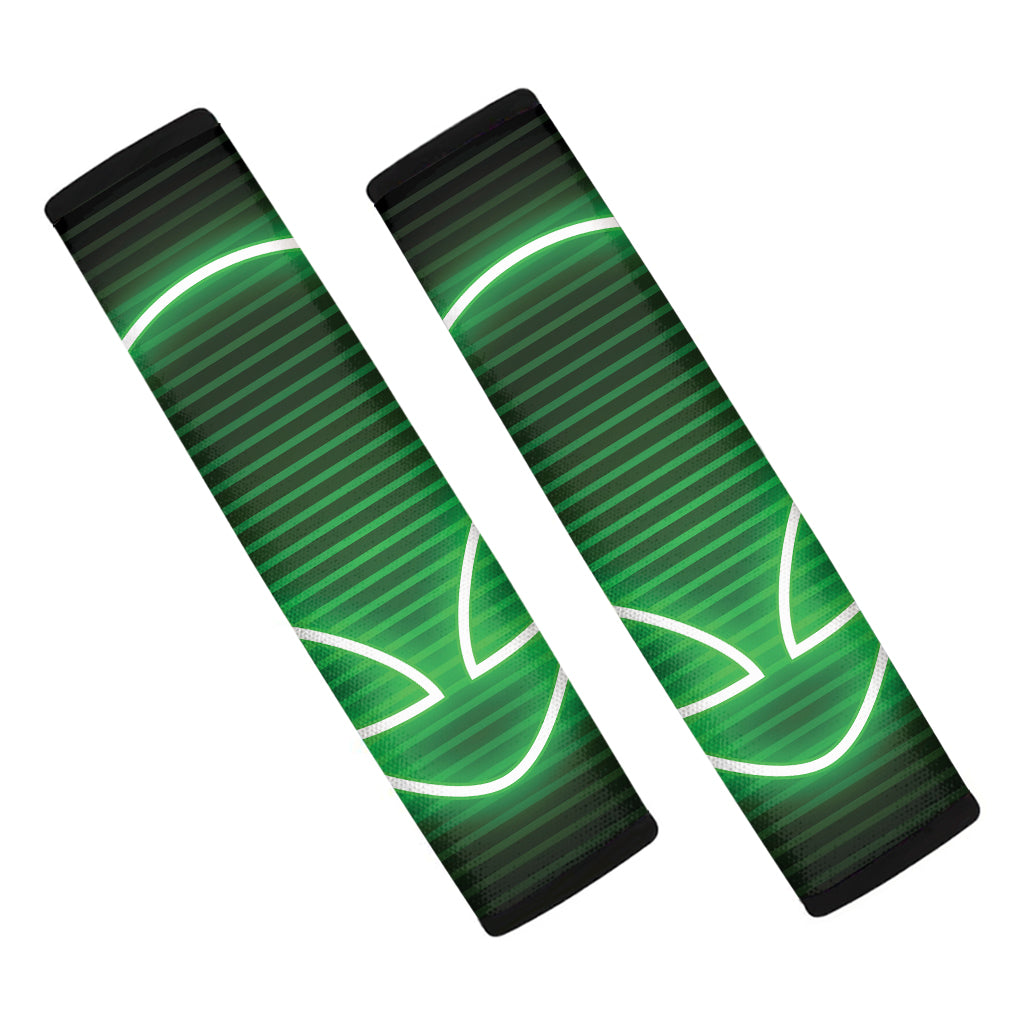 Green Light Alien Print Car Seat Belt Covers