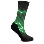 Green Light Alien Print Crew Socks