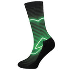 Green Light Alien Print Crew Socks