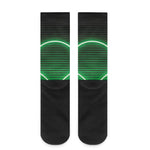 Green Light Alien Print Crew Socks
