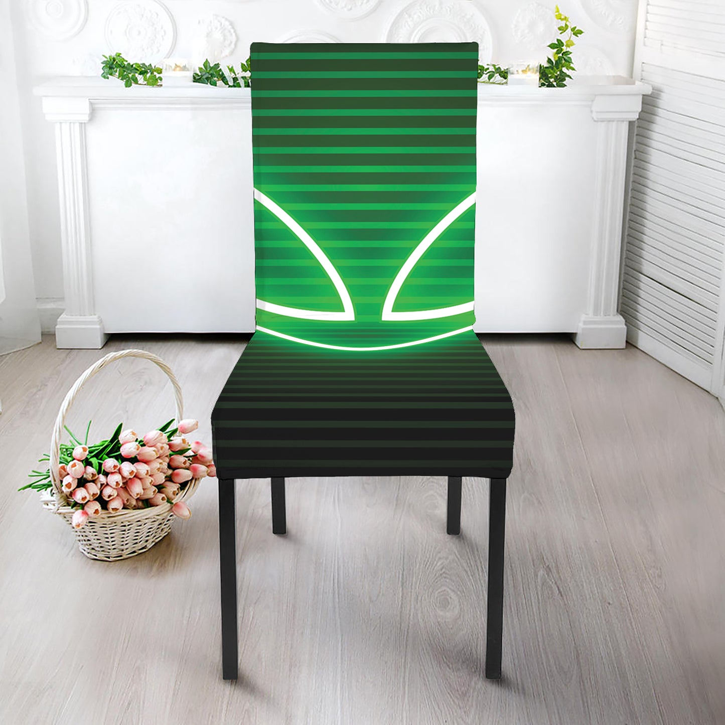 Green Light Alien Print Dining Chair Slipcover