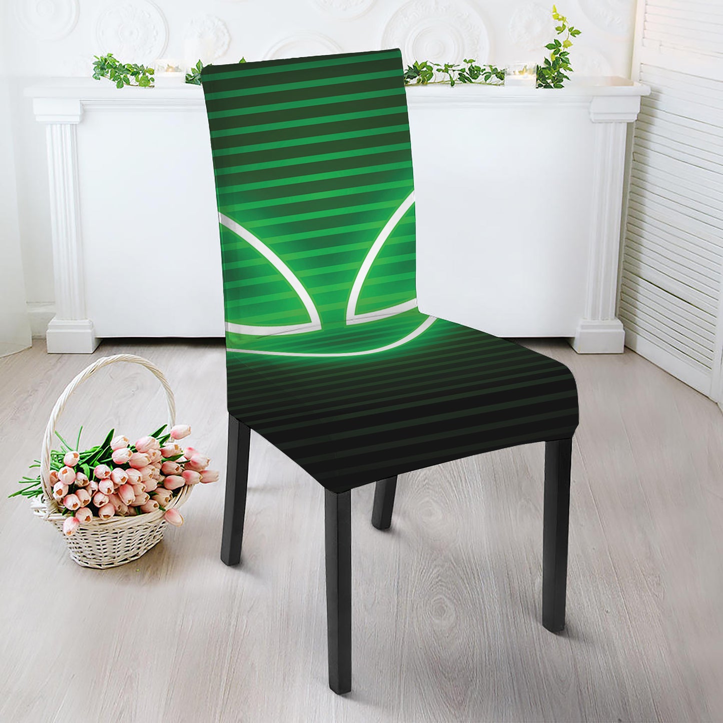 Green Light Alien Print Dining Chair Slipcover