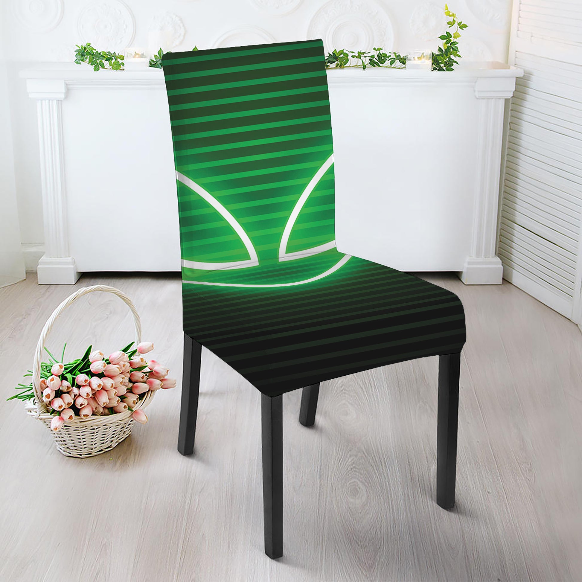 Green Light Alien Print Dining Chair Slipcover