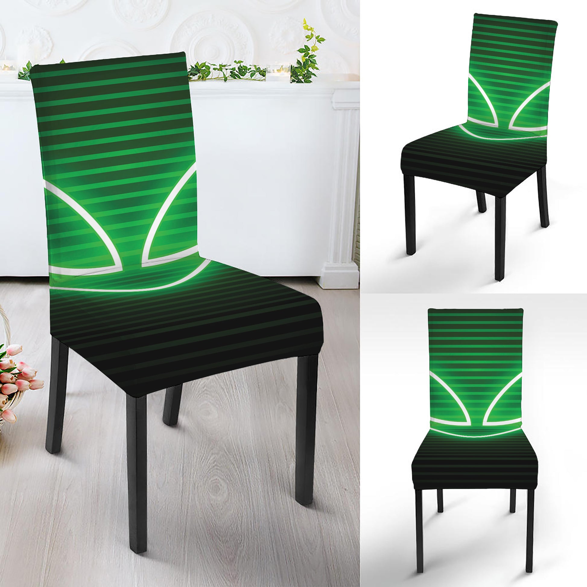 Green Light Alien Print Dining Chair Slipcover