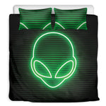 Green Light Alien Print Duvet Cover Bedding Set