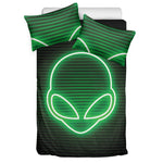 Green Light Alien Print Duvet Cover Bedding Set