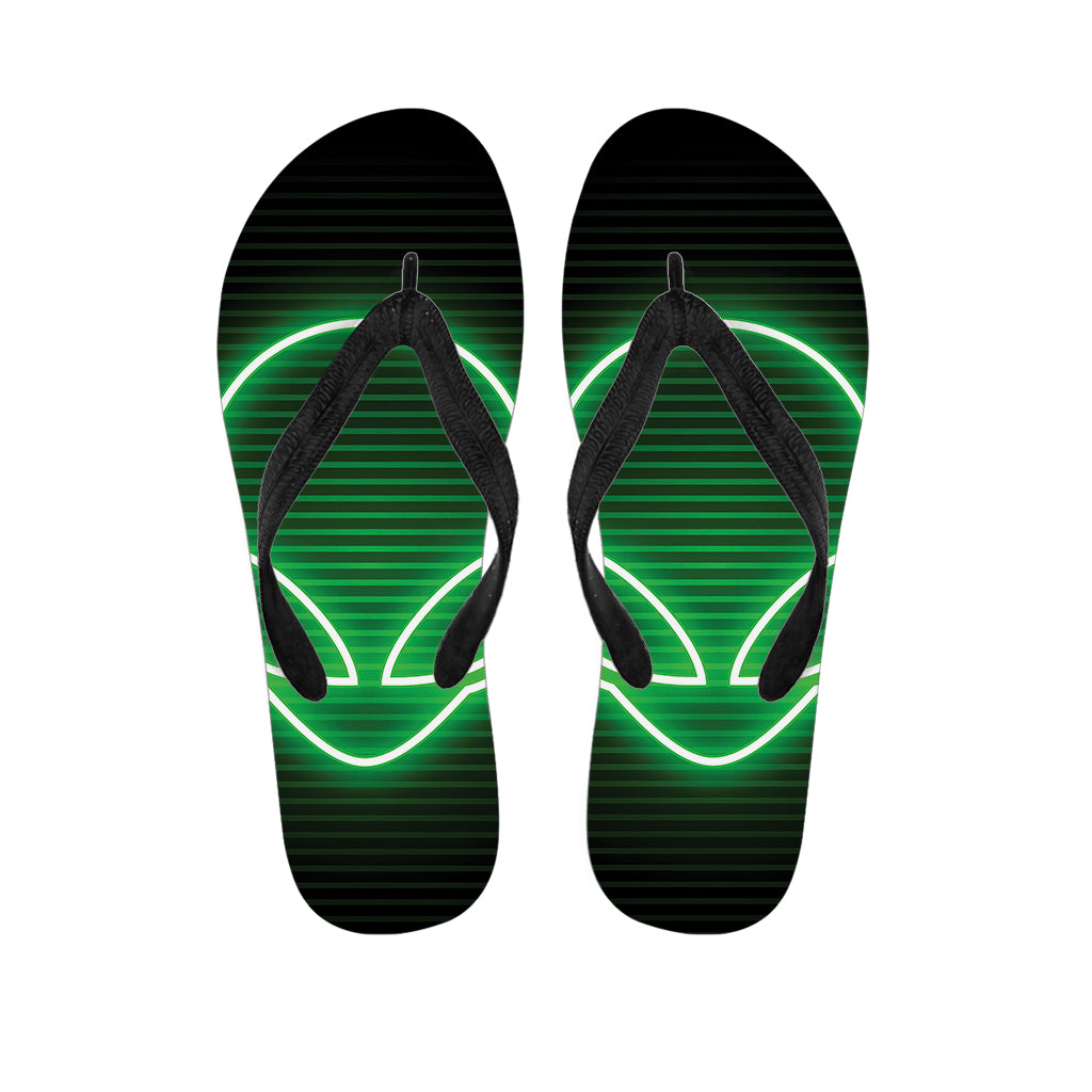 Green Light Alien Print Flip Flops