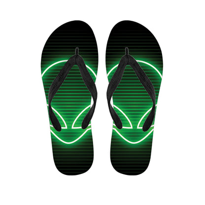 Green Light Alien Print Flip Flops