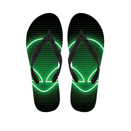 Green Light Alien Print Flip Flops