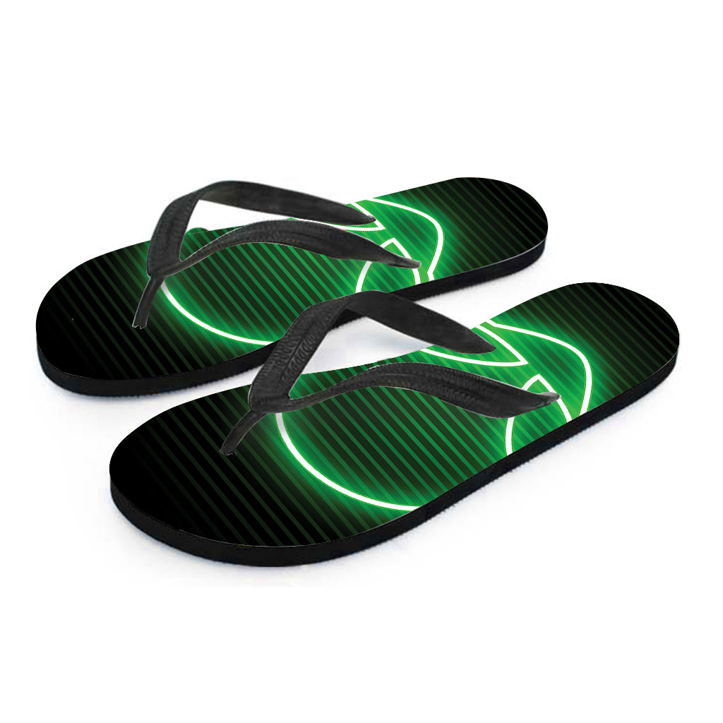 Green Light Alien Print Flip Flops