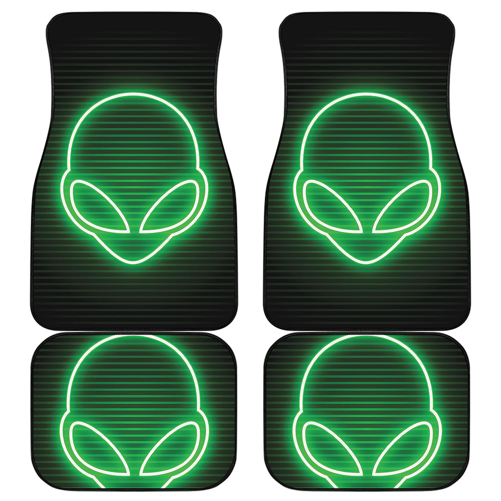 Green Light Alien Print Front and Back Car Floor Mats