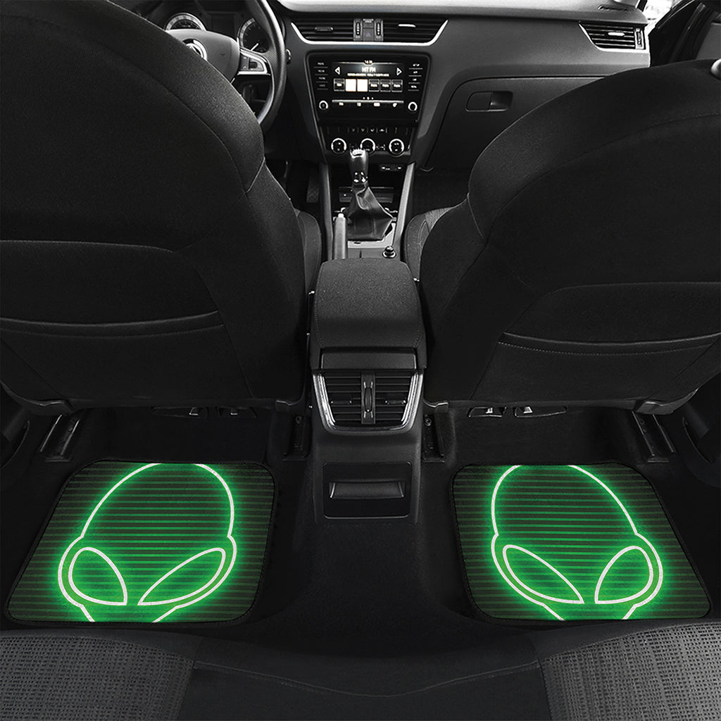 Green Light Alien Print Front and Back Car Floor Mats