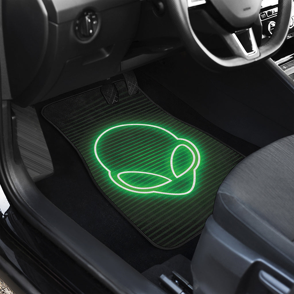 Green Light Alien Print Front and Back Car Floor Mats