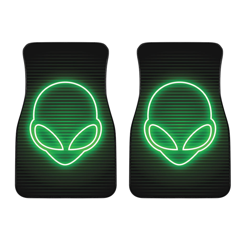 Green Light Alien Print Front Car Floor Mats