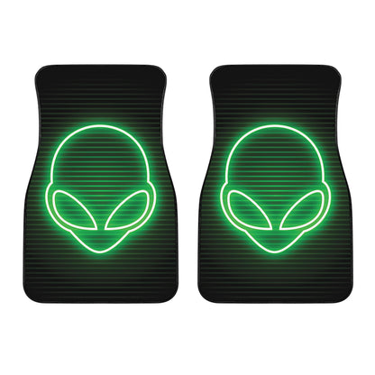 Green Light Alien Print Front Car Floor Mats